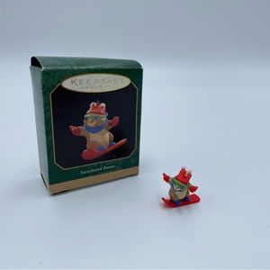 1997 Hallmark Keepsake Miniature Ornament Snowboard Bunny Christmas Snow Rabbit